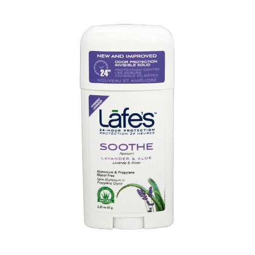Lafes Natural Deodorant Stick Soothe Lavander And Aloe, 2.5 Oz